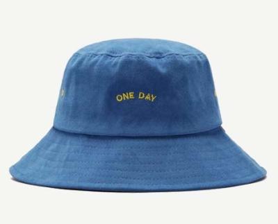 China Simple Retro Wash Picture Summer Wool Floppy Monogram Embroidered Casual Bucket Hat for sale