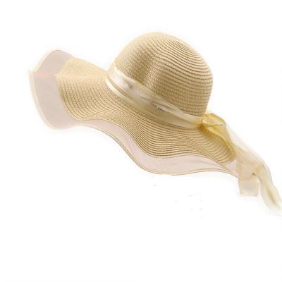 China Picture Ladies Straw Hat Adult Adjustable Bowknot Straw Hat Panama Hat Adult Adjustable Bowknot Floppy Beach Travel Raffia Sun Hat for sale