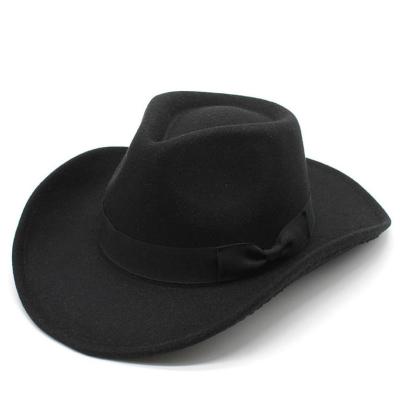 China Wholesale Custom High Quality Picture Fashion Fedora Hat Felt Wide Brim Cowboy 100%wool Winter Rupaul Formal Hat For Men for sale