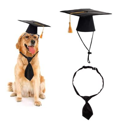 China Viable Dog Graduation Hat Pet Graduation Bandana With Tie Yellow Pet Bow Tie Tassel Funny Costume Accessory Set For Dogs Cats for sale