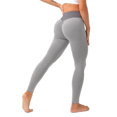 China Seamless Women's Breathable Fitness Leggings Fashion Patchwork Print Ankle Length Polyester Leggings High Waist Elastic Lift for sale