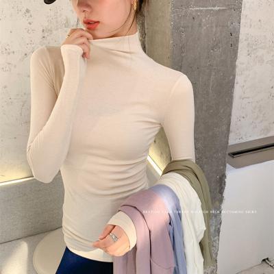 China Hot Sale Thermal Winter Keep Underwear Warm Thick Pure Color Long Sleeve Top For Women High Neck Fashion Thermal Underwear for sale