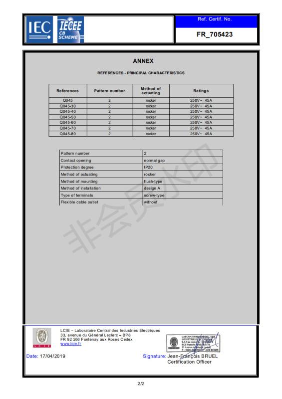 CB - Wenzhou Zhengpeng Electric Appliance Co., Ltd.