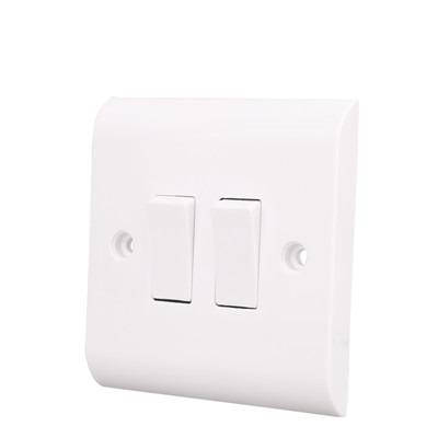 China 2 Gang 2 Way Switch 2 Gang 2 Way Switch Wall Switch Led Light Manufacture Classic 10A White Baklite 2gang 2way 2 Way Switch BS 220V-250V P012W VGT band for sale