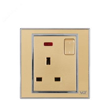 China 13A Electric Cooker Switch 13A New Style 13A Wall Socket Outlet Acrylic Gold/Electrical Accessories /wall Switch for sale