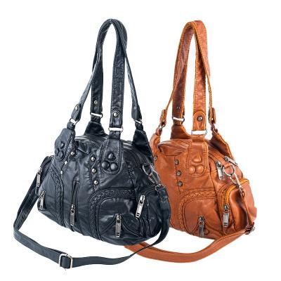 China Washed/Soft/Skin Fabric/Wear Resistance Woman'S Shoulder Bag Pu Leather  Fashion Cross Bags Summer Leather Single Shoulder Bag for sale