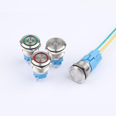 China Factory 19mm metal button waterproof switch with lamp switch with ring light car reset 12V24V self-locking reset CL19A for sale