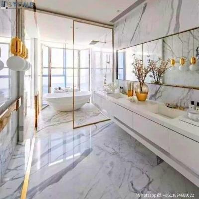 China Flooring Carrara White Bathroom Floor Tiles And Marble Wall Panels Customized For Home Villas for sale