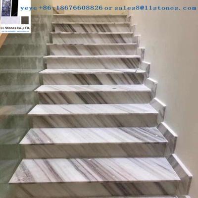 China Modern Carrara White Marble Stairs For Building Materials In Foshan Villa Hotels Projects for sale