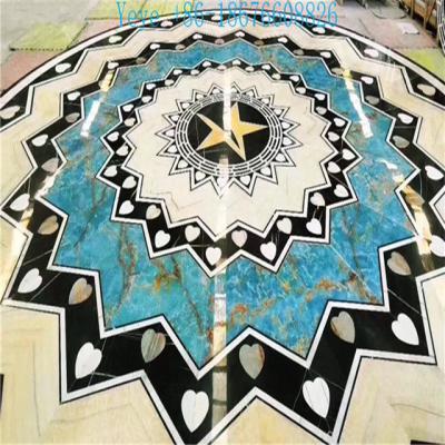 China Modern Natural Polished High Quality Lobby Carpet Mixed Color Border Designs Waterjet Square Marble Flooring Pattern for sale