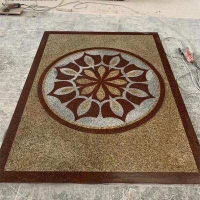 China Modern Natural Polished High Quality Lobby Carpet Mixed Color Border Designs Waterjet Square Marble Flooring Pattern for sale