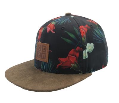 China COMMON Customize Printing Snapback Hats, Digital Printing Flat Brim Cap, Leather Patch Logo Snapback Hats for sale