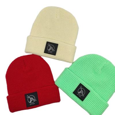 China COMMON Custom Design Private Label Logo Knit Hat Cuffed Embroidered Winter Beanie for sale