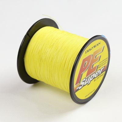 China High Abrasion OEM Float Locator Accept Lure Fishing Line 100M Yellow Color 4 Strands Braided Fishing Line for sale