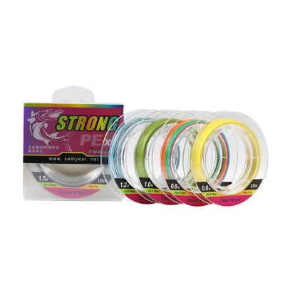 China Abrasion Resistance Long Fishing 100% PE Multifilament Braided Yarn Fishing Line 8 Strand Fishing Line for sale