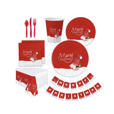 China Disposable Christmas Event Themed Birthday Party Supplies Set With Paper Plates for sale