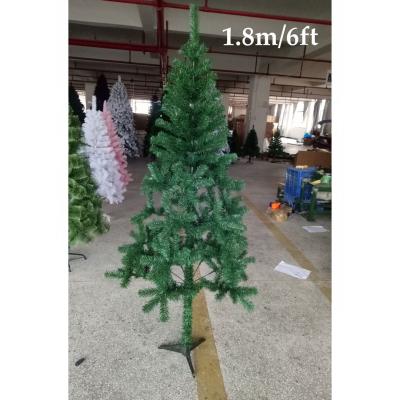 China 1.8m 6ft Fireproof And Eco-friendly On Sale Cheap Wrapped Green PVC Artificial Christmas Tree With Lights for sale