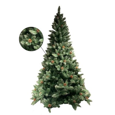 China 7.5ft Fireproof And Eco-friendly Pine Tip Snow Tipped Artificial Christmas Tree With Pinecones for sale