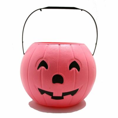 China Festival Decoration New Design Pink Halloween Pumpkin Plastic Bucket for sale