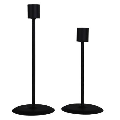 China Home Decoration Black Metal Pillar Candlestick Holders Taper Candle Holders For Home Decor for sale