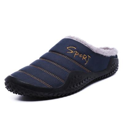 China CUSHIONING China wholesale big size men men slippers warm waterproof winter house cotton slippers with plus striped velvet for indoor for sale