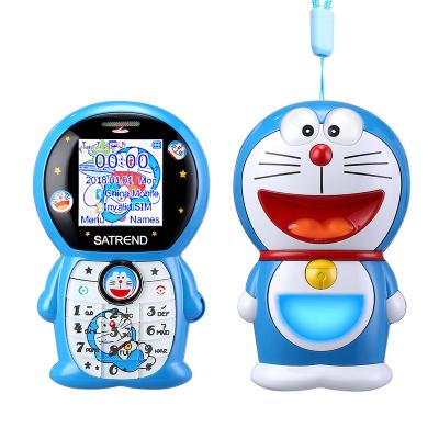 China Dual SIM Card Wholesale Stock Cheap Lot For Doraemon Power Bank LED GSM Cute Child Student Kids Button Feature Numeric Keypad Mobile Phone for sale