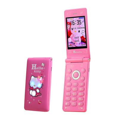 China Handwritten Dual Screen Flip Mobile Phones Sale USA Cute GSM Female Student SIM Card Stock Lot Pink for sale