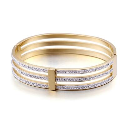 China Fine Jewelry 316L Stainless Steel Crystal Bangles Bracelets For Wedding Excellent Quality Romantic Women Jewelry for sale