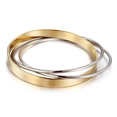 China Wholesale Fashion TRENDY 3 Pcs Jewelry Sets Fine Stainless Steel Bangle Bracelets For Women Men for sale