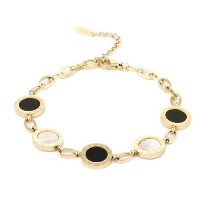 China New Arrived CLASSIC Stainless Steel Shell Chain Bracelets Fine Gold Black White Bracelets For Women for sale