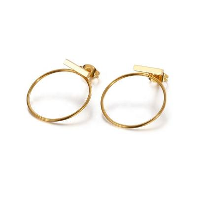 China TRENDY Ladies Accessories Simple And Fashionable Gold Plated Big Circle Stud Earrings Jewelry for sale