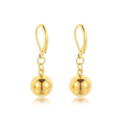 China Fashion High Fashion PVD Gold Hoop Earrings Steel Ball Stainless Steel Ball Drop Hoop Earrings For Women for sale