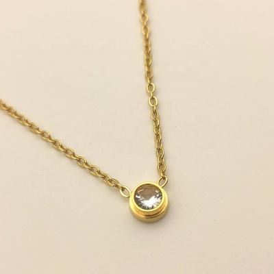 China Romantic Luxury Wedding Accessories Women Fine Stainless Steel Jewelry Minimalist Zircon Necklace for sale