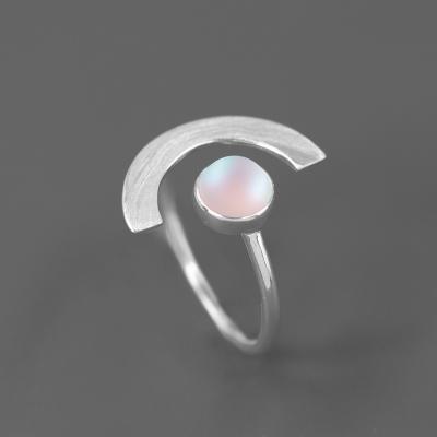 China Trendy Fashion 925 Crystal Moon Open Ring colored by Sterling Silver Jewelry Personality Design for sale