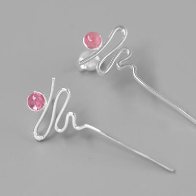 China Wholesale 925 Sterling Silver Tourmaline Modern Curve TRENDY Stud Earrings for sale