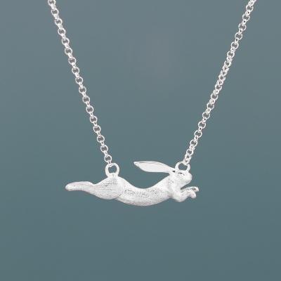 China FASHIONABLE Cute Flying Necklace 925 Sterling Silver Rabbit Scarf Chain Necklace Jewelry for sale