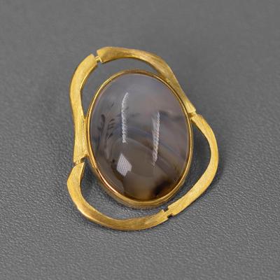 China 925 Sterling Silver Jewelry Natural Agate Women's Elegant Geometric Brooch for sale