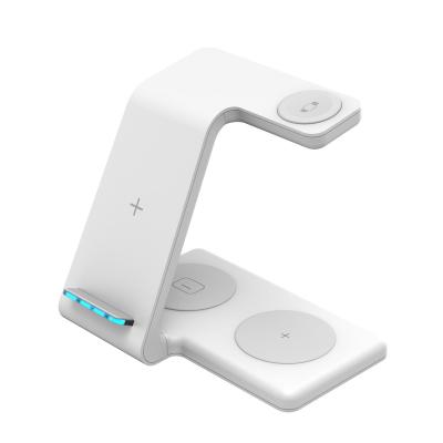 China 2021 new product of success T5 15W 4 in 1 fast wireless charger holder for iwatch and white iphone T5-White for sale