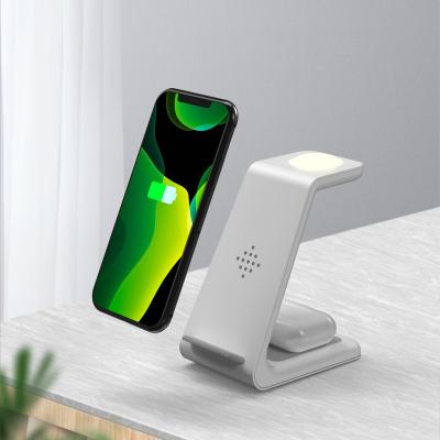 China 3 Warm White Light Block 3 In 1 Night Light Wireless Charger Station For Apple Samsung Mobile Phone Headset Wireless Fast Charger for sale