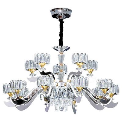 China Villa Compound Hall Chandelier Dustproof New Crystal Light Arm Luminous Simple Modern European Luxury Living Room Chandelier for sale