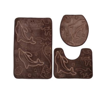 China Low Price Washable Hot Selling Soft Mat Cover 3 Pieces Entrance Set Embossing Toilet Bath Mat Floor Anti-Slip Mat for sale