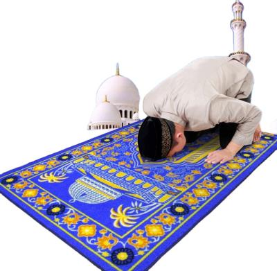 China Latest Design Non Slip Embossed Polyester Prayer Mat Carpet For Muslims for sale