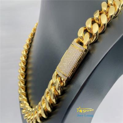 China Hiphop Hip Hop Jewelry Box Lock Moissanite VVS Chain Stainless Steel Cuban Chain Necklace for sale