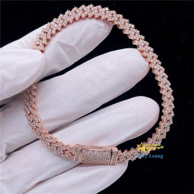 China Classic Hip Hop Design Hip Hop Jewelry 5mm One Stone VVS Moissanite Diamond Cuban Row Bracelet S925 Iced Out Cuban Link Bracelet Women for sale