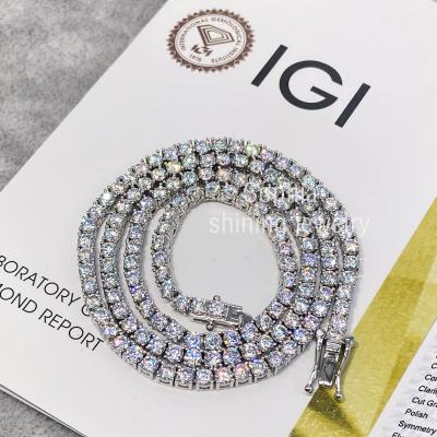 China Hiphop IGI Checked 3MM Tennis 18Inch Chain Necklace Lab Developed Diamond Jewelry for sale