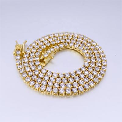 China Hot Product 3MM Hiphop 4MM Moissanite Diamond Vvs 1 Not Fade 14K Solid Gold Tennis Chain for sale