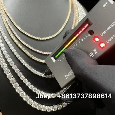 China Big Hip Hop Silver Tennis Chain Necklaces Current Jewelry 2.0mm-6.5mm VVS Moissanite Diamond Chain Necklace Gold Plated Hiphop for sale