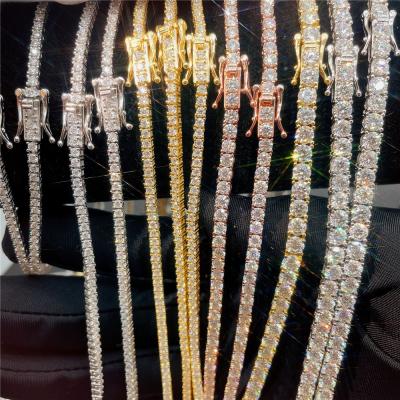 China Wholesale Price Hip Hop Classic Jewelry 3mm-10mm Tennis Chain 5A CZ Stainless Steel Gold Plated Tennis Chain Necklace for sale