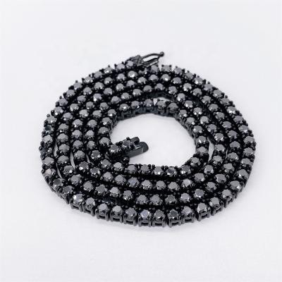 China Hiphop Iced Out New Black Color 3.0MM Moissanite Stainless Steel Tennis Chain for sale