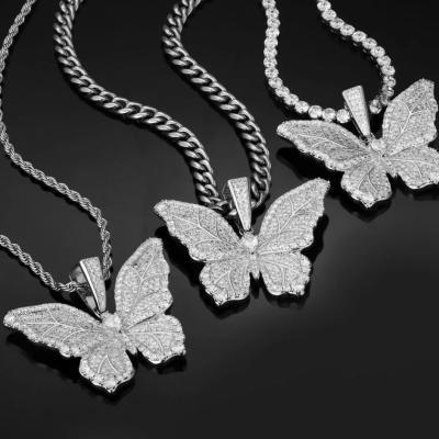 China Trendy American Diamond Necklace Set of Sterling Silver Moissanite Butterfly Necklace of Fine Jewelry TRENDY for sale